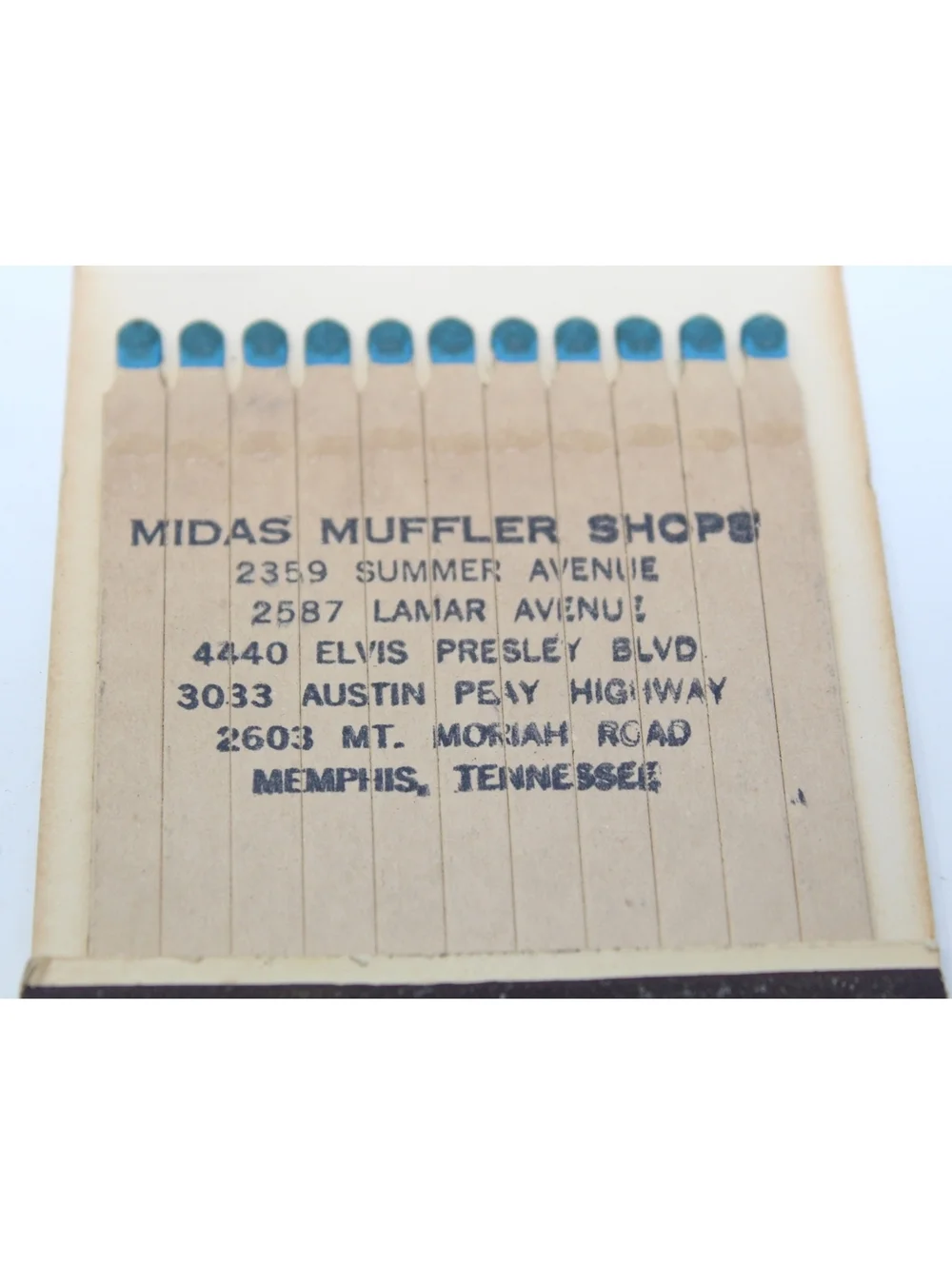 Vintage Matchbook Midas Muffler Shops 5 Memphis Locations 1960s Unused Unstruck